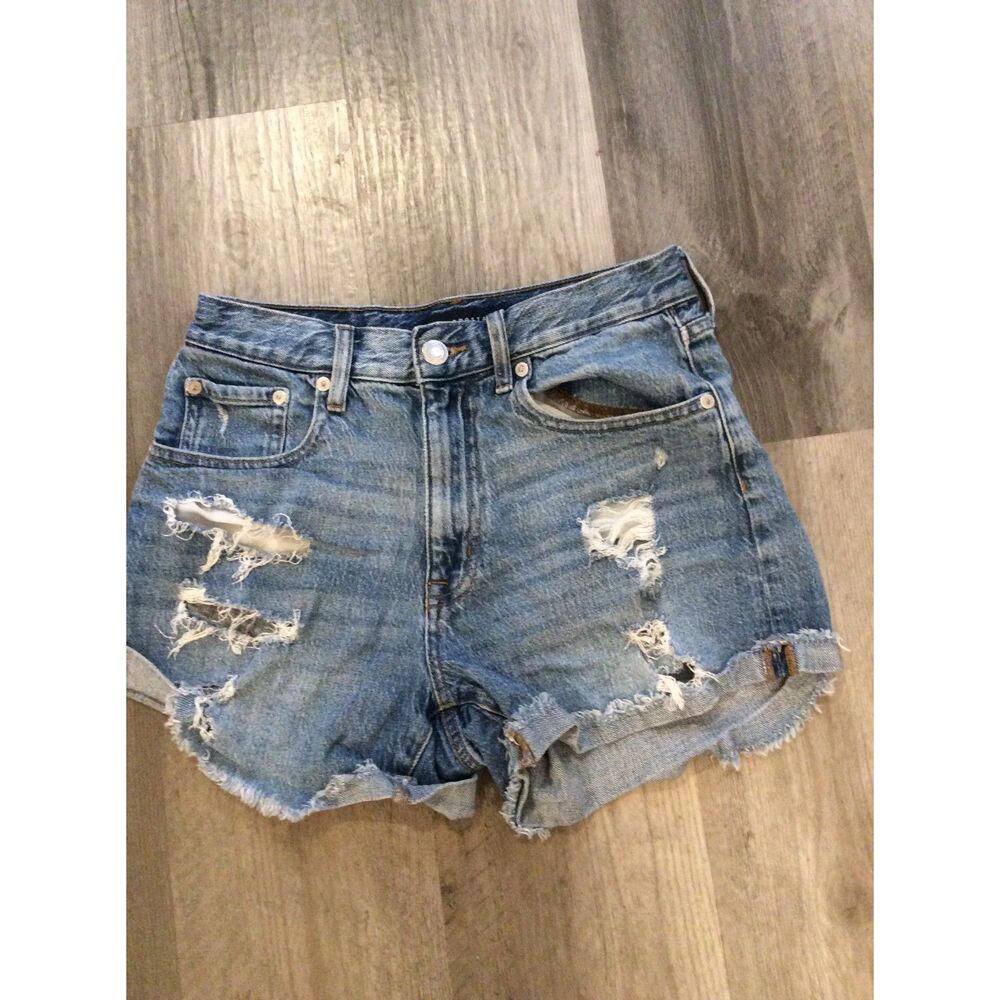 Aeropostale Mom Short Jean Distressed Shorts Size 4 Cuffed